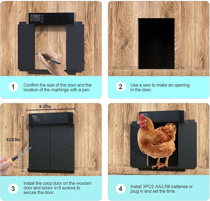 CKAIJHIEG Chicken Coop Door, Automatic Chicken Coop Door Opener, Large LCD - Image 7