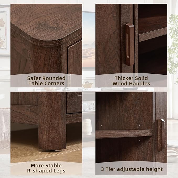 Joaxswe Farmhouse 55" Entertainment Center, Dark Walnut Tv Stand - Image 6