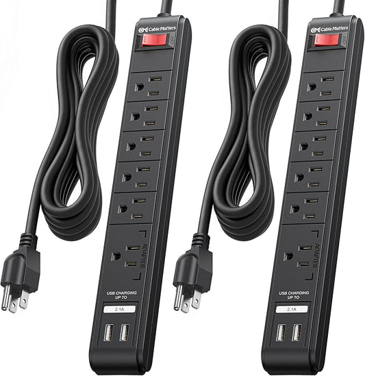 Cable Matters 2-Pack 6-Outlet Surge Protector Power Strip - 12ft by CableMatters