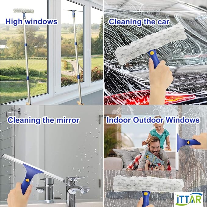 ITTAR Rotatable Window Cleaning Kit, Window Cleaner Squeegee - Image 3
