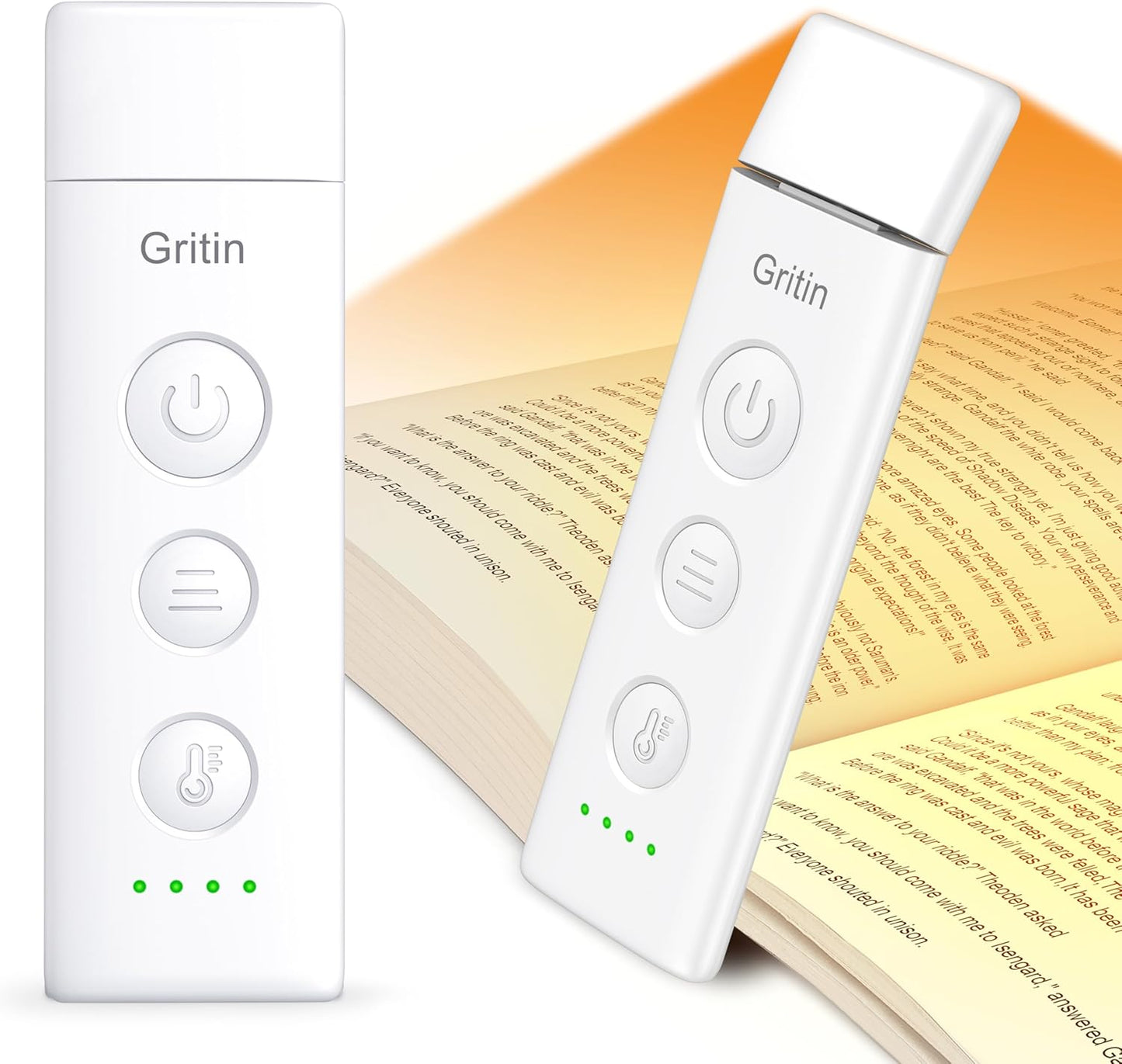 Gritin Book Light Rechargeable, Clip on LED Reading Light for Books in Bed | Eye Caring 3-Color & 5-Brightness, Stepless Dimming, Long Lasting, Compact Size Flexible Book Lamp for Bookworms