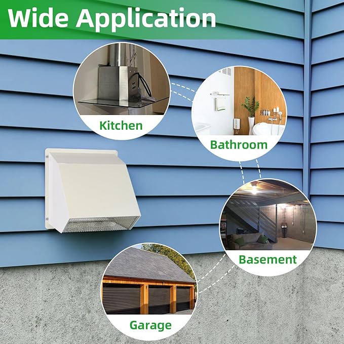 5 inch Dryer Vent Cover Outside Exhaust Vent Wall Vent Hood - Image 7