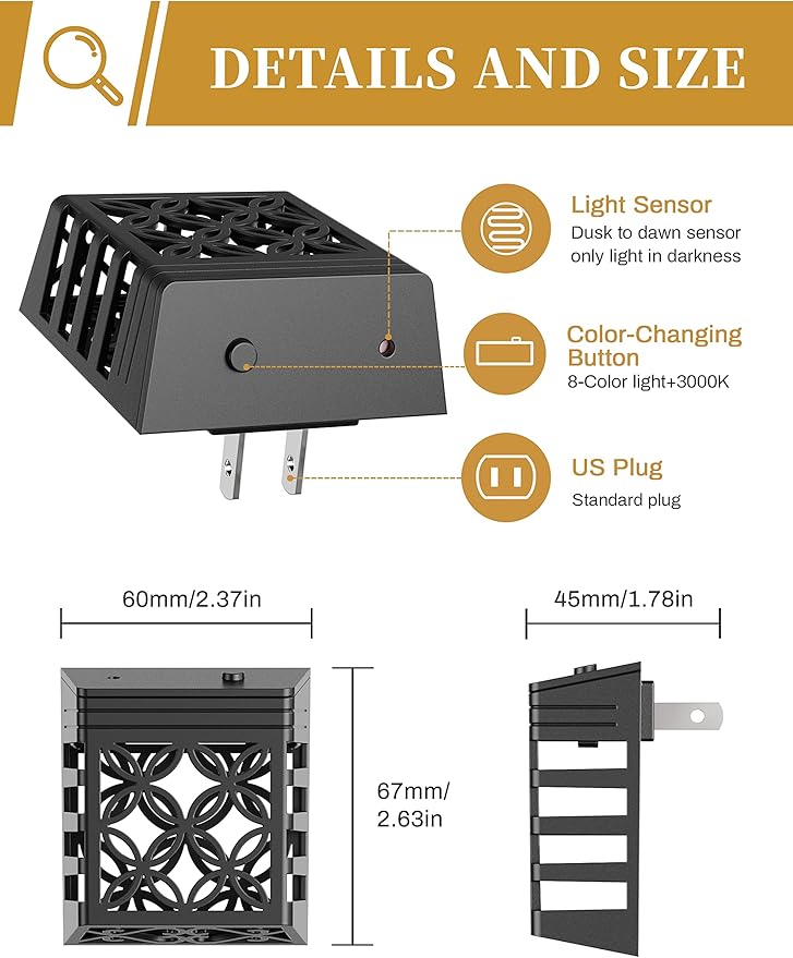 DORESshop Night Lights Plug Into Wall, LED Night Light, Color-Changing - Image 7
