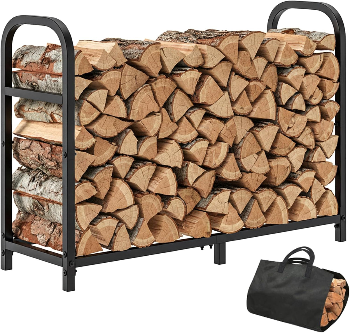 34 inch firewood rack outdoor with log carrier, main product view