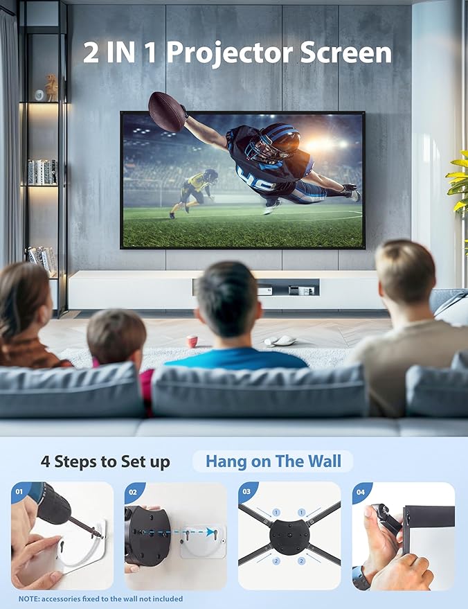 Projector Screen with Stand, Paris RHÔNE 100-inch Outdoor Indoor Projector - Image 6