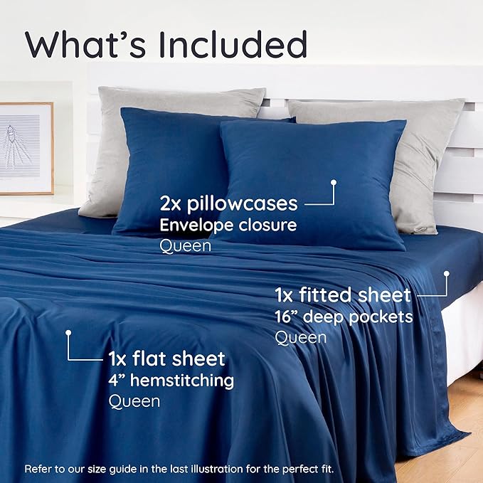 Bambaw 100% Viscose Derived from Bamboo Sheets Deep Pockets Queen Size Set – - Image 2