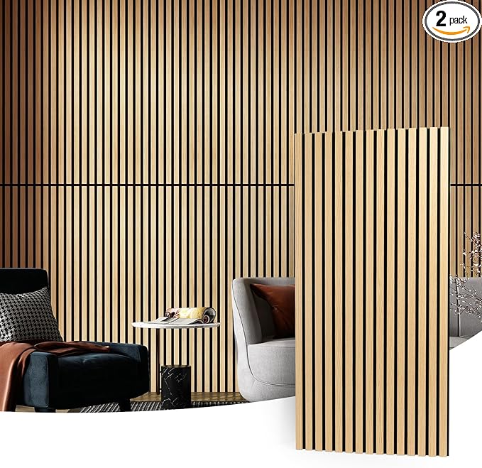 Art3d 2 Wood Slat Acoustic Panels by Art3d