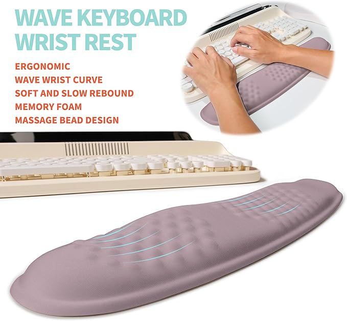 KUOSGM 2-in-1 Ergonomic Set, Wave Rise Keyboard Wrist Rest and Massage Bulge - Image 2