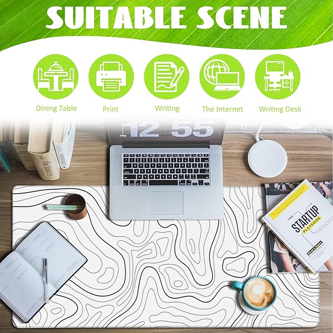 Eflxamz Desk Mat, Topographic Contour Large Gaming Mouse Pad - Image 3
