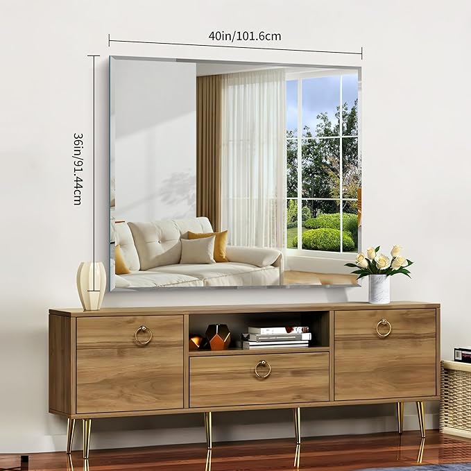 CILIBER Beveled Bathroom Mirror, 36x40 Inch Large Bathroom Mirrors - Image 3