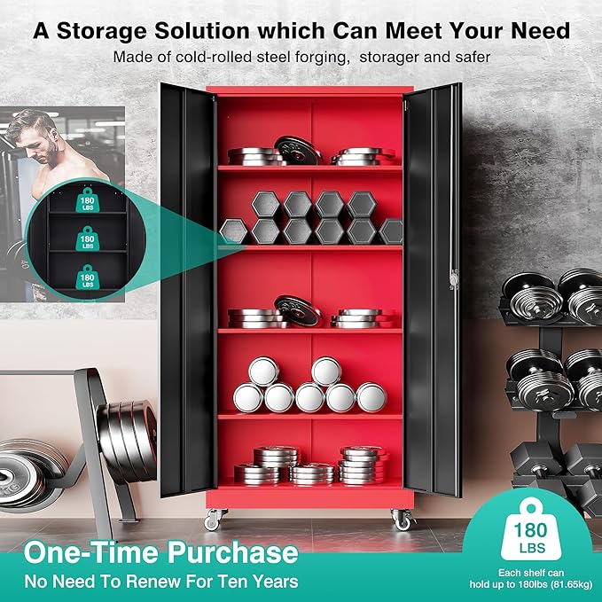 SISESOL 75" Tall Metal Storage Cabinet - Image 8
