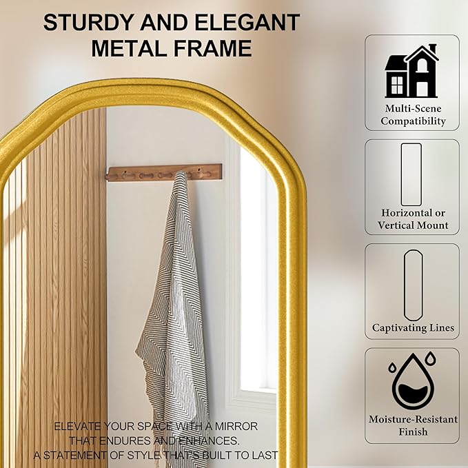 Modern Slim Wall Decor Mirror 10"x44" Gold - Image 6