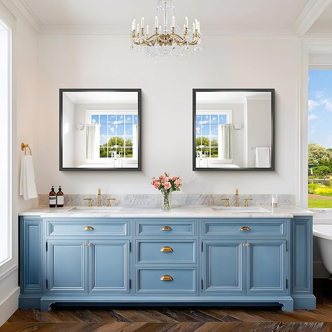Black Bathroom Mirror, 30x30 Square Mirrors - Image 3