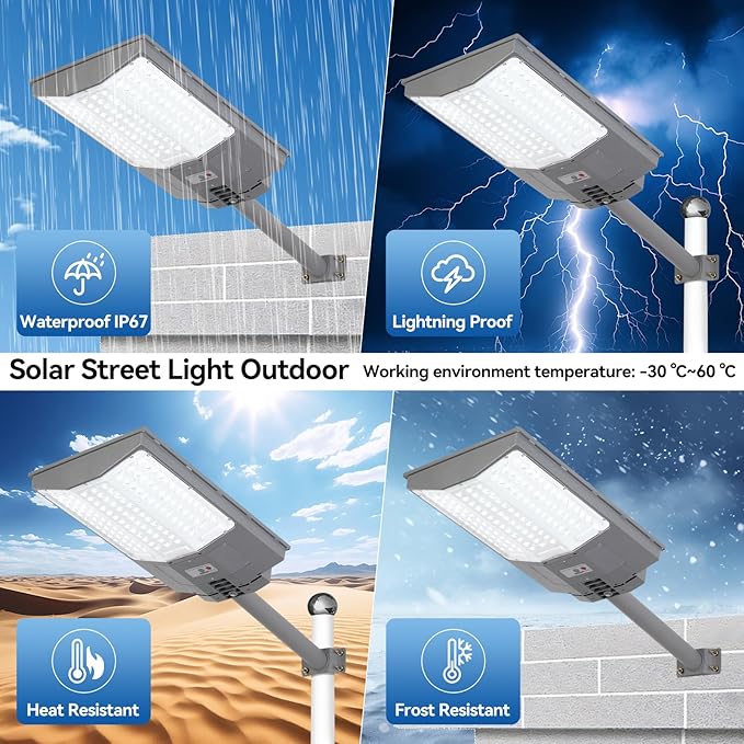 10500W Solar Street Lights Outdoor, 650000LM 7000K Solar Parking Lot Lights - Image 6