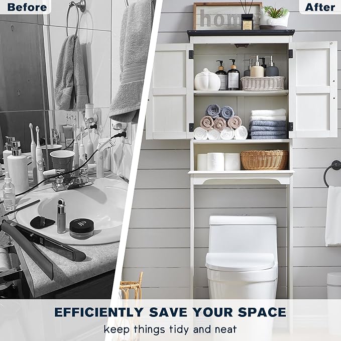 ACCOHOHO Over The Toilet Storage Cabinet, Farmhouse Bathroom Cabinet - Image 4