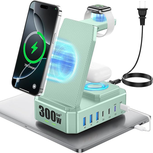 300W Charging Station for Multiple Devices Apple, Zutspzss 10 in 1 Wireless by Zutspzss