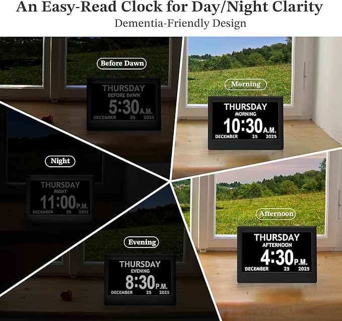 7'' Dementia Clock For Seniors, Large Display Digital Clock - Image 6