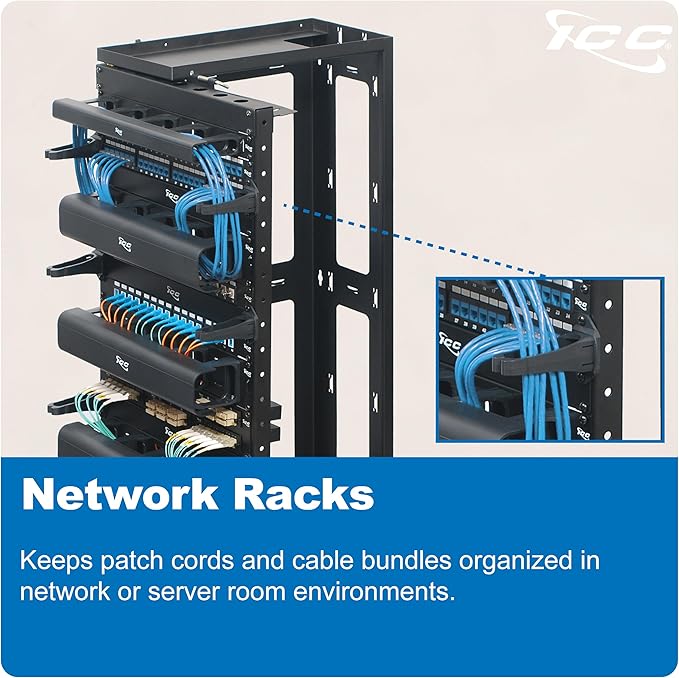 ICC 1.25” Plastic Cable Management Ring, Rack or Wall Mount - Image 6