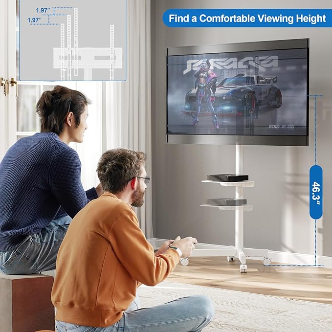HOLMAXD Mobile TV Stand for 23-65 Inch LCD LED Flat/Curved Panel Screen TVs - Image 5