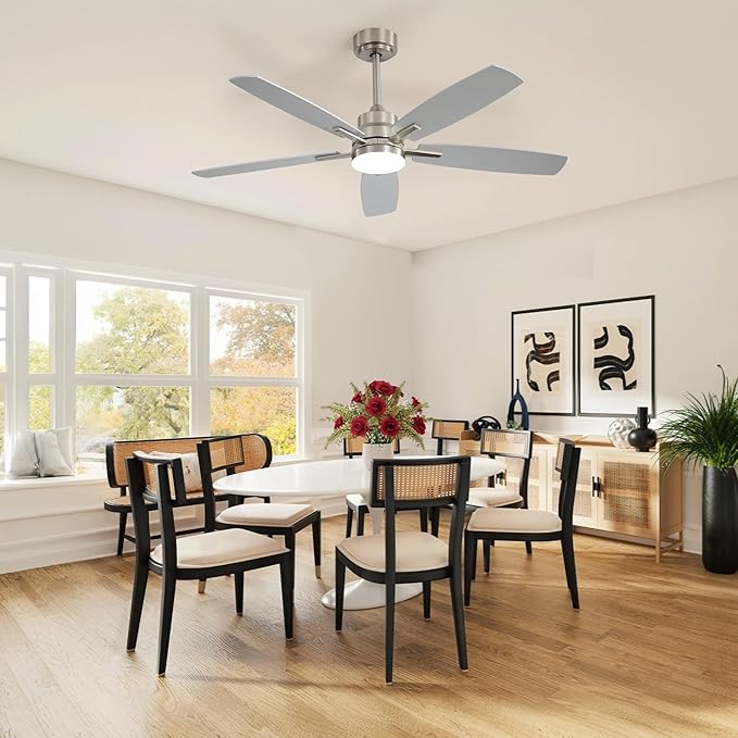 ARTPLAN 52" Ceiling Fan with Light and Remote, Noiseless DC Motor & Reversible - Image 2