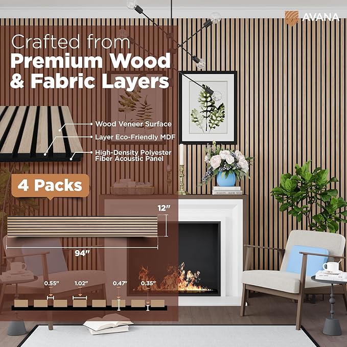 Avana Acoustic Wood Wall Panels – 94.4 X 12.6 Inch White Oak Acoustic Panels 4 - Image 4