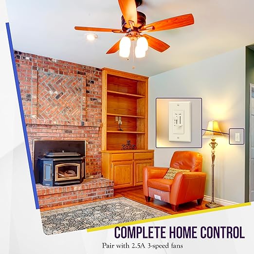 ENERLITES 3 Speed Ceiling Fan Control and LED Dimmer Light Switch, Light and - Image 6