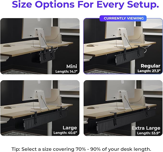 Ascrono Original No Drill Under Desk Cable Management Tray 27.3" - Image 4