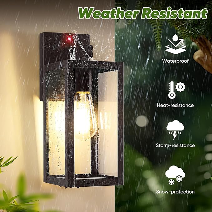 2-Pack Upgraded Motion Sensor Outdoor Wall Lights, 13” Dusk to Dawn Porch - Image 5
