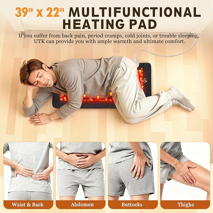 UTK Far Infrared Heating Pad for Back, 5X Pain Relief - Image 3