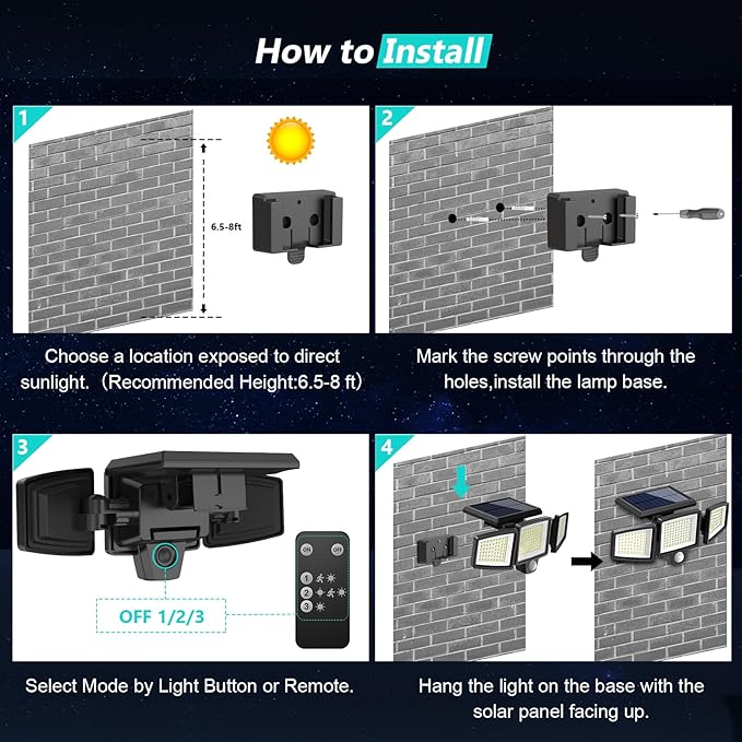 Tuffenough Solar Outdoor Lights 2500LM 210 LED Security Lights - Image 7