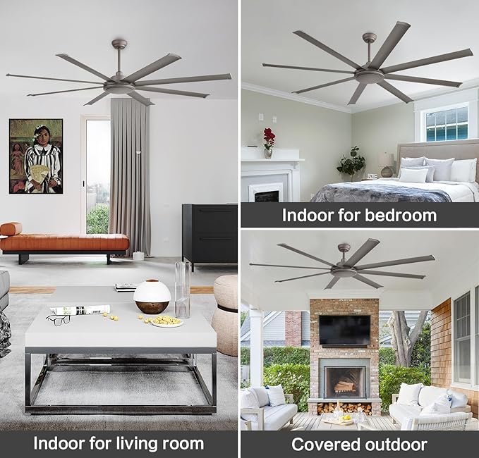 WINGBO 80 Inch Industrial Ceiling Fan without Light, 8 Aluminum Blades Ceiling - Image 9