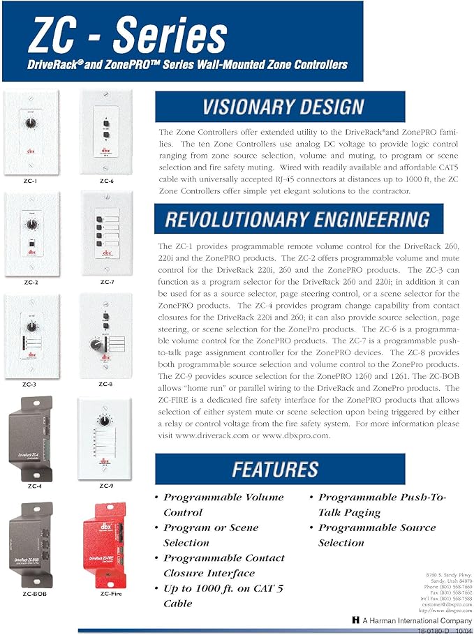 dbx ZC-4 Wall-Mounted Zone Controller - Image 5