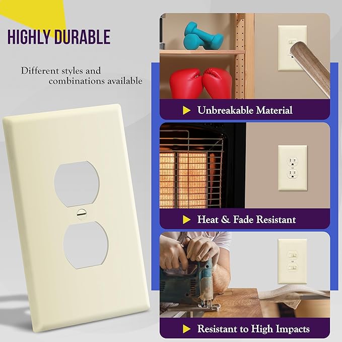 ENERLITES Duplex Receptacle Outlet Wall Plate, Jumbo Electrical Outlet Covers - Image 5