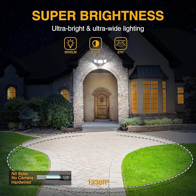Onforu 100W LED Security Lights Motion Sensor Light Outdoor, 9000LM Ultra Bright - Image 3