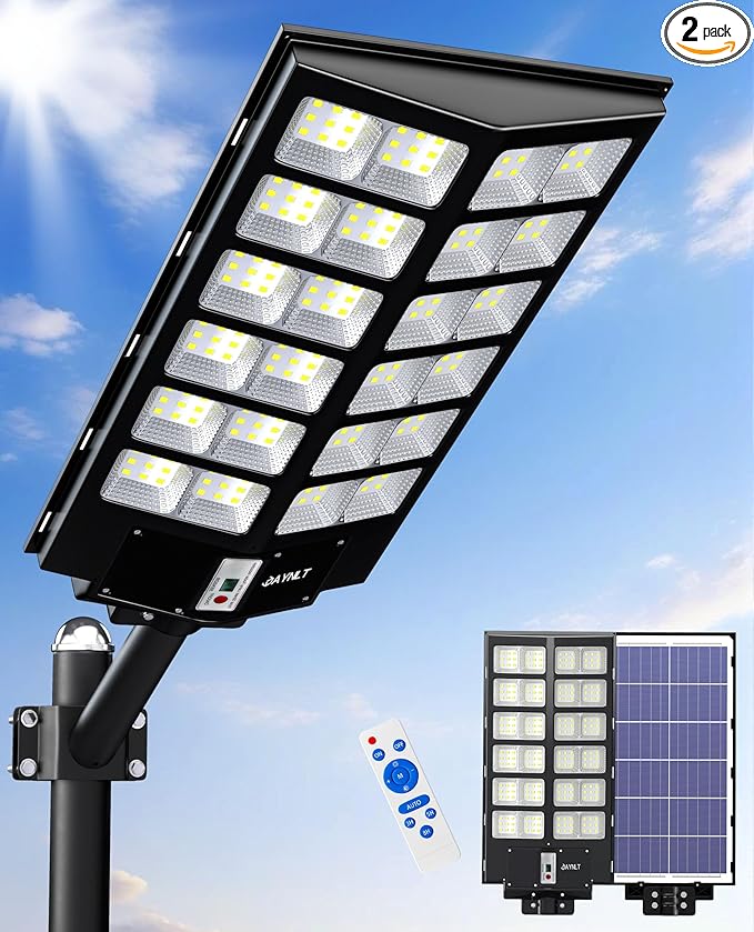 JAYNLT Y-9800W Solar Street Lights Outdoor, 6500K Commercial Parking Lot Lights by JAYNLT