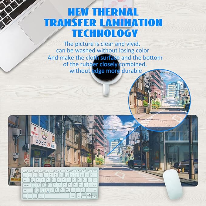 Desk Mat, Anime Summer Street Scenery Extended Gaming Mouse Pad Large, - Image 3