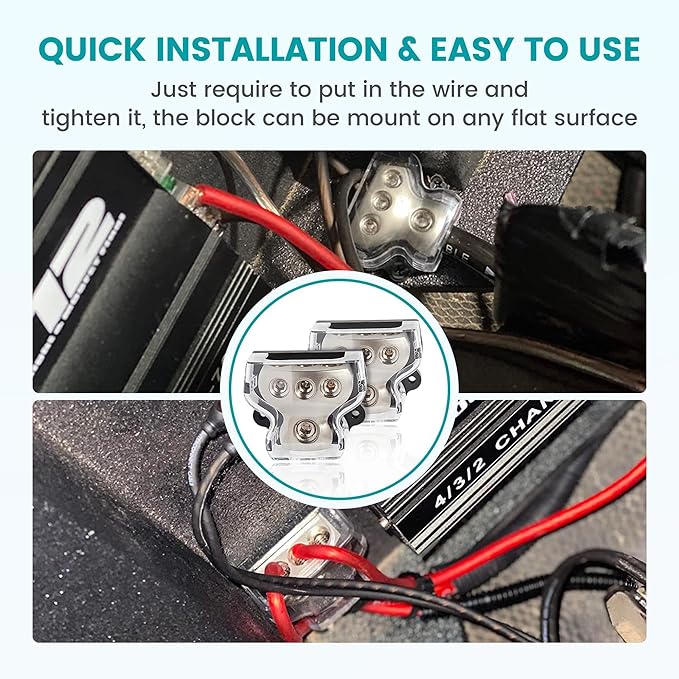 NuIth 2PCS 3 Way Zine-Alloy Power Distribution Block, 0/2/4 Gauge in 4/8 Gauge - Image 8