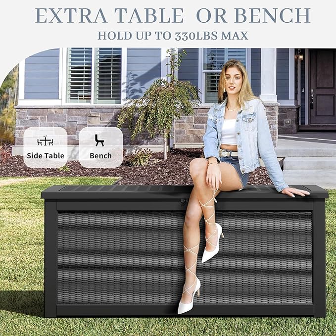 NUNU LAB Outdoor Storage Box, 320 Gallon Deck Box, Resin Waterproof Outside - Image 3