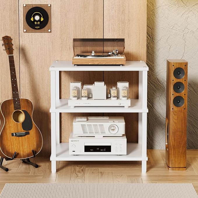 LELELINKY 3-Tier AV Media Player Stand Set of 2, Wooden TV Stand, Game Console - Image 8