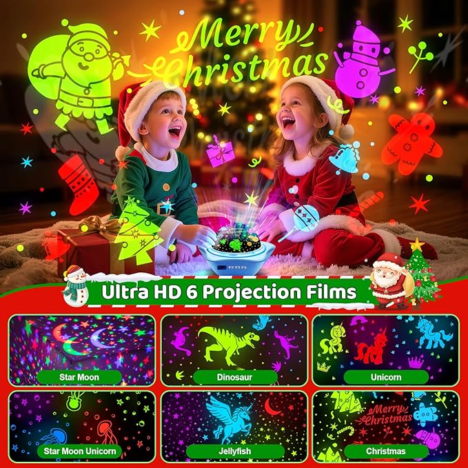 One Fire Night Light for Kids Gifts, 6 Films+78 Lighting Modes Ceiling Star - Image 2