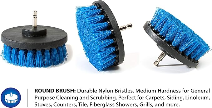 RevoClean 4 Piece Scrub Brush Power Drill Attachments-All Purpose Time Saving - Image 7