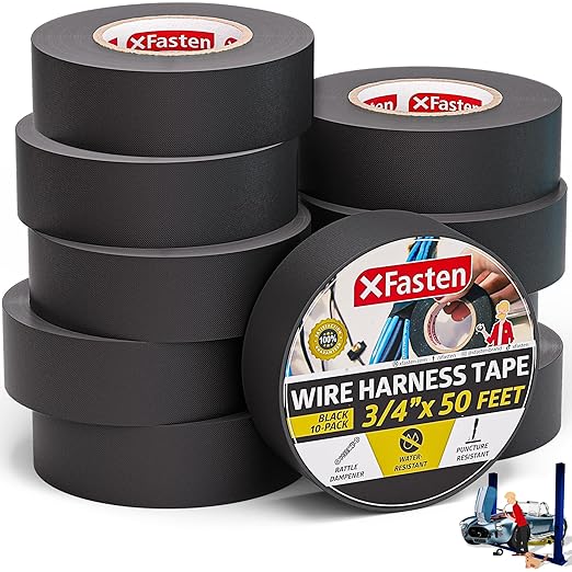 XFasten Wire Harness Tape, 3/4-Inch x 50 Feet, High Temp Wiring Loom Harness by XFasten