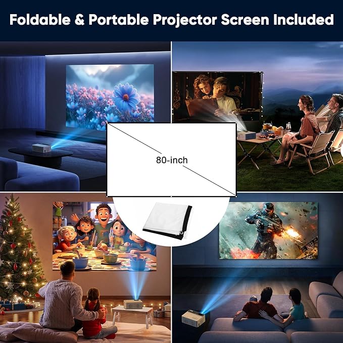 TMY 1080P Full HD Portable Mini Projector, Upgraded Bluetooth Movie Projector - Image 2