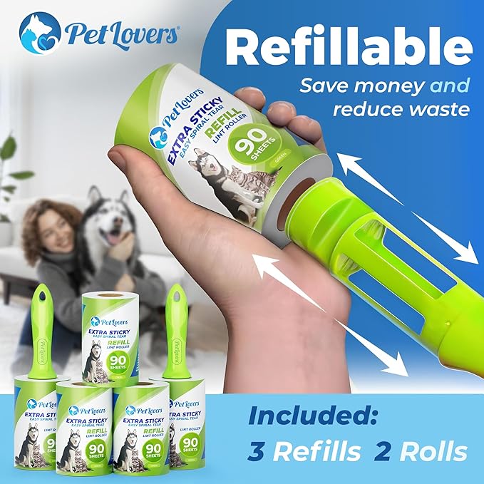 PetLovers Extra Sticky Lint Roller Mega Value Set 450 Sheets - Image 6