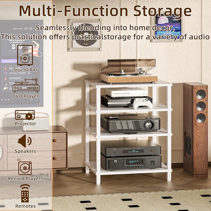 LELELINKY 4-Tier AV Media Player Stand, Stereo Stand, Modern Audio Shelf - Image 6