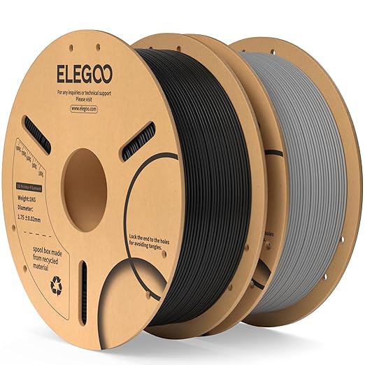 ELEGOO PLA Filament 1.75mm Black & Gray 2KG, 3D Printer Filament Dimensional by ELEGOO