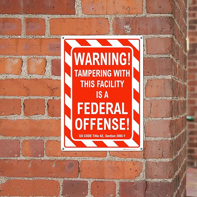 Brimar - 10" x 14" - Warning Tampering Facility Is A Federal Offense Sign - - Image 4