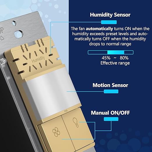 LIDER Humidity Sensor Switch and Motion Sensor Light Switch, PIR Sensor - Image 3