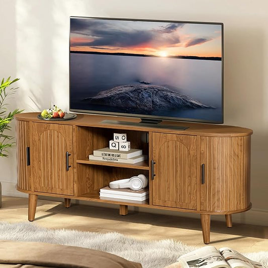 Mxtxmy 51" Fluted TV Stand, Mid-Century Modern Entertainment Center by Mxtxmy