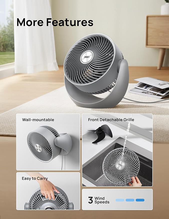 Dreo Fan for Bedroom, Table Air Circulator for Whole Room, 11 Inch, 40ft Strong - Image 8